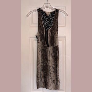 snake print dress with black lace racer back 🖤